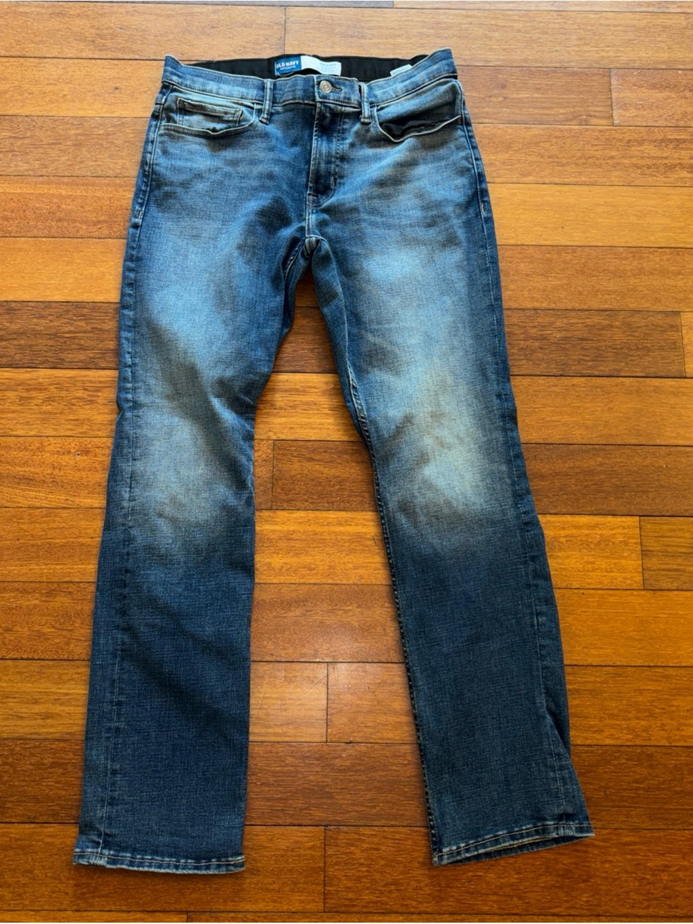 Old Navy Men's 360 Straight Blue Washed Jeans